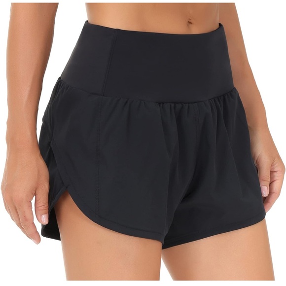 The Gym People | Black High Waisted Athletic Shorts | Pockets, Quick Dry - Picture 2 of 8